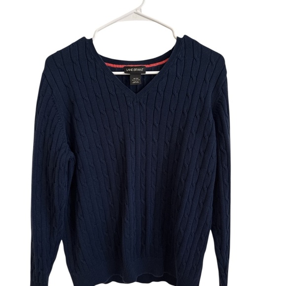 Lane Bryant V-Neck Cable Knit Sweater - Picture 3 of 5